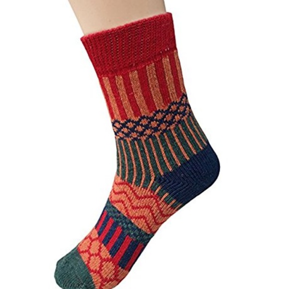 Womens 5 Pairs Vintage Style Winter Knitting Socks - Picture 3 of 6